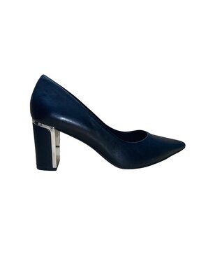 Alfani Women’s Black Leather Step N Flex Block Heel Dress Pumps Size 9M